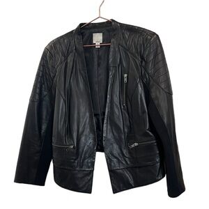 Halogen Black Leather Jacket. Size XL petite.